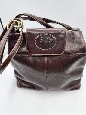 American Angel Dark Brown Leather Shoulder Bag with Gold Hardware